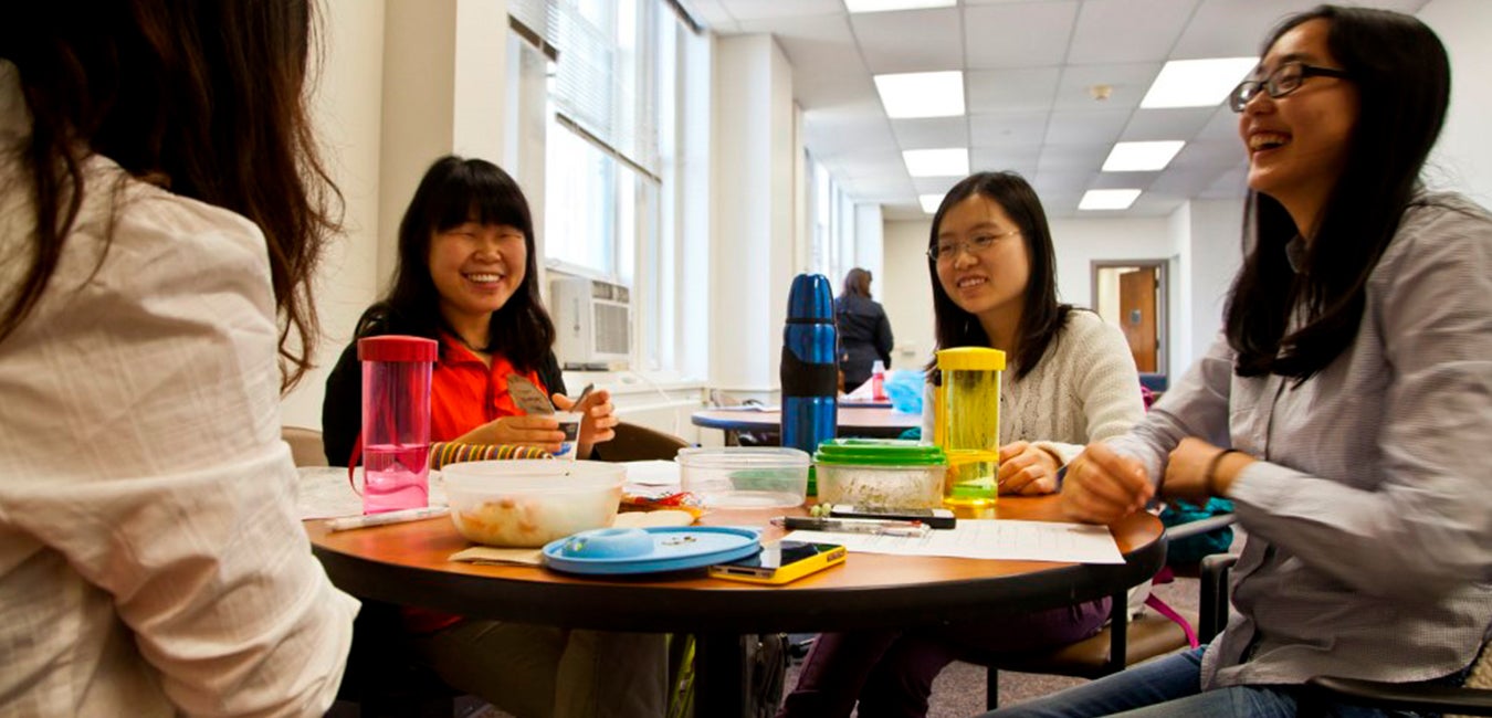 Asian students studying